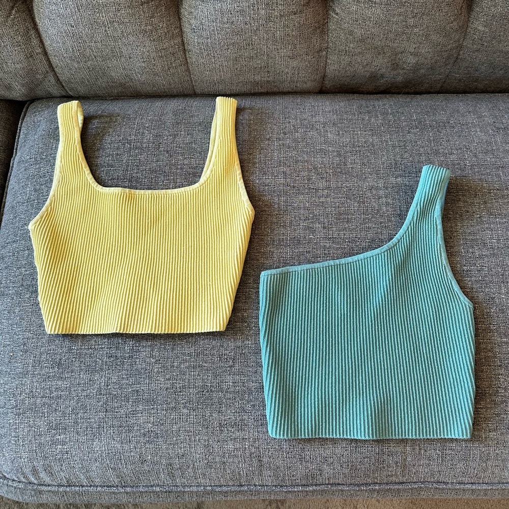 Aritzia Sculpt Knit Squareneck Cropped Tank / Cropped One Shoulder
